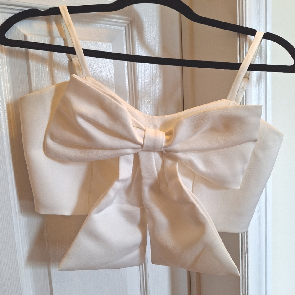 White Bow Crop Top